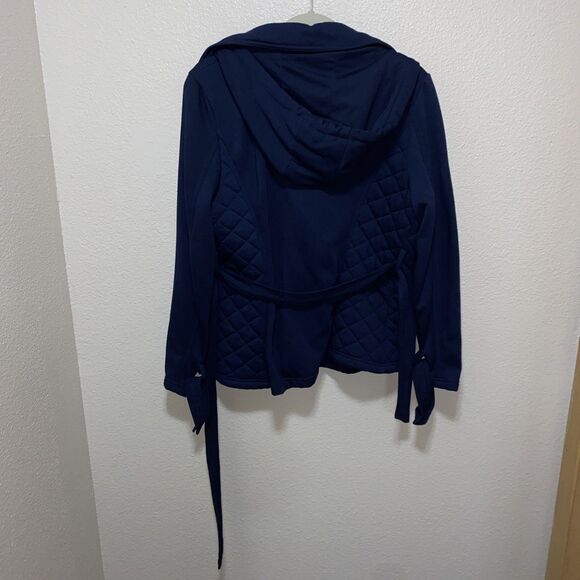 Bongo Women’s Hooded Trench Coat Size L Blue - Picture 3 of 6